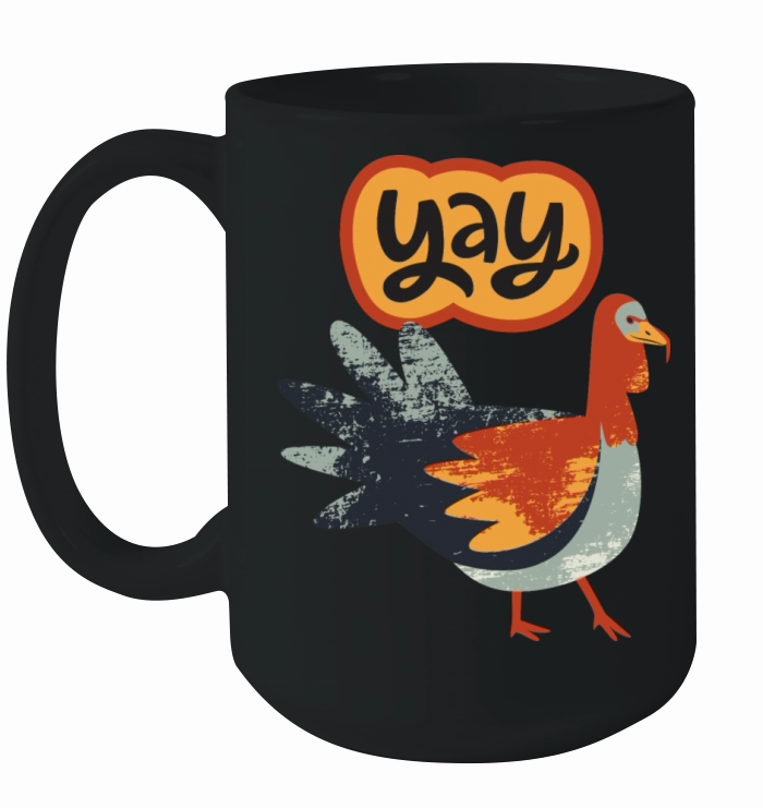 Yay Funny Turkey Illustration Print Ceramic Mug