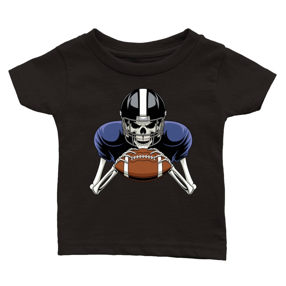 Halloween Skeleton American Football Player Spooky Classic Baby Crewneck T-shirt
