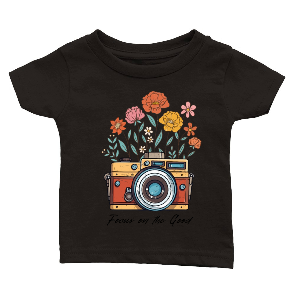 Retro Vintage Wildflowers Focus on the Good Classic Baby Crewneck T-shirt