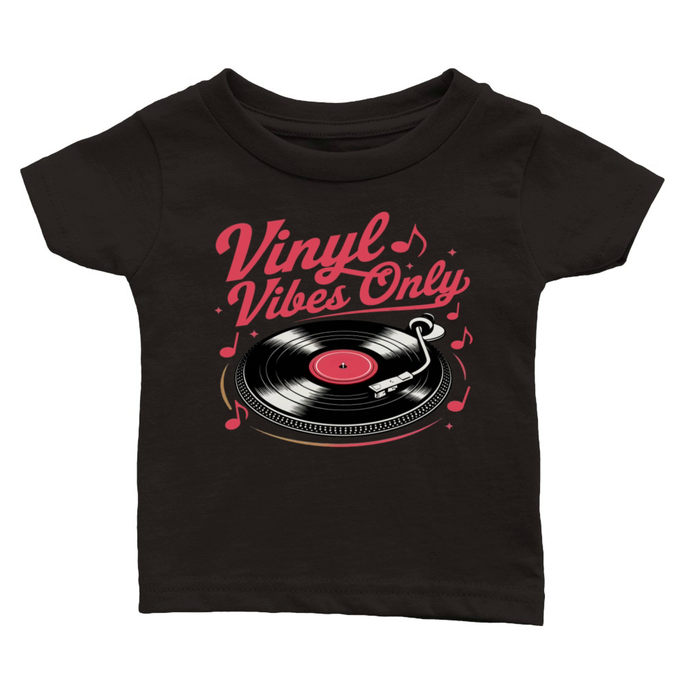 Vinyl Vibes Only - Retro Record Player Design Classic Baby Crewneck T-shirt