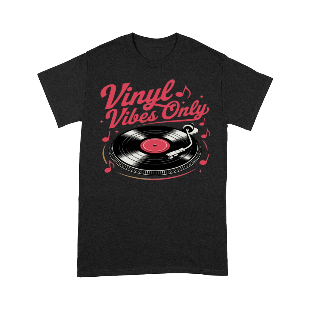 Vinyl Vibes Only - Retro Record Player Design Comfort T-shirt