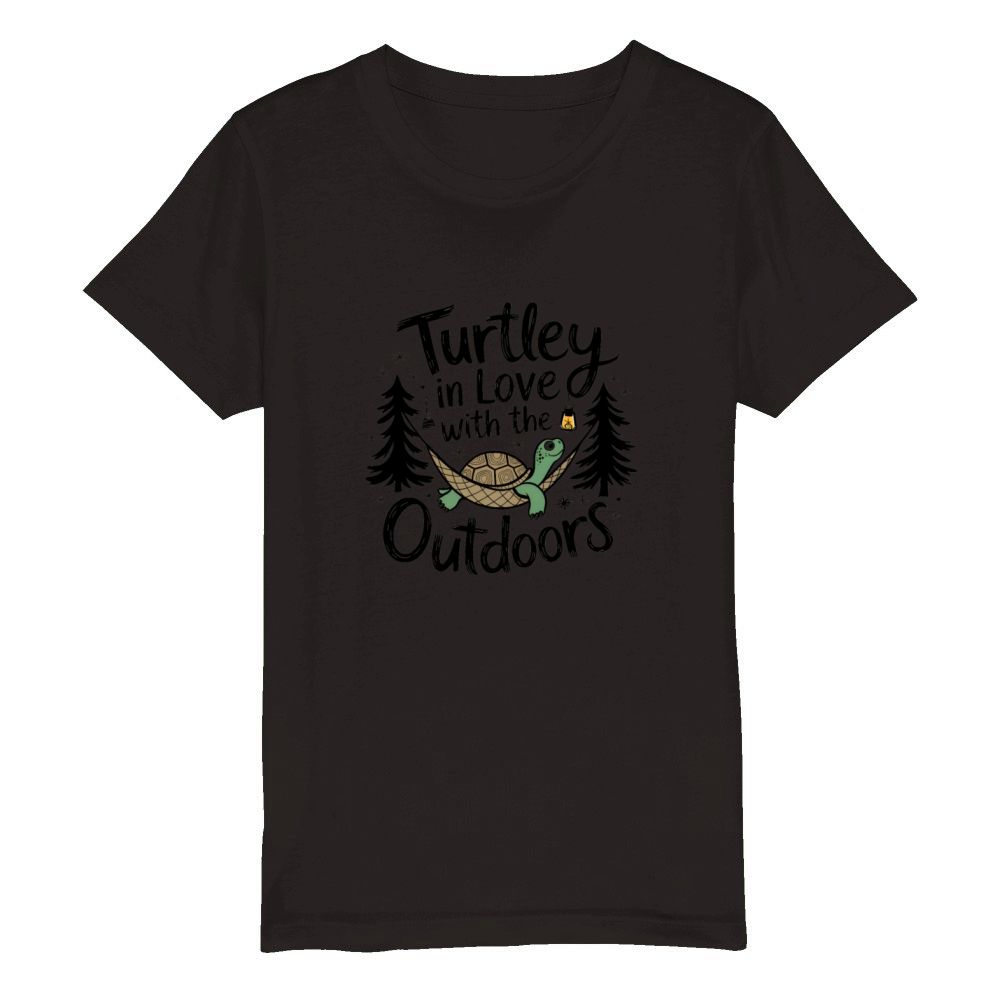 Camping Animal Turtle Funny T-shirt Design Organic Kids Crewneck T-shirt