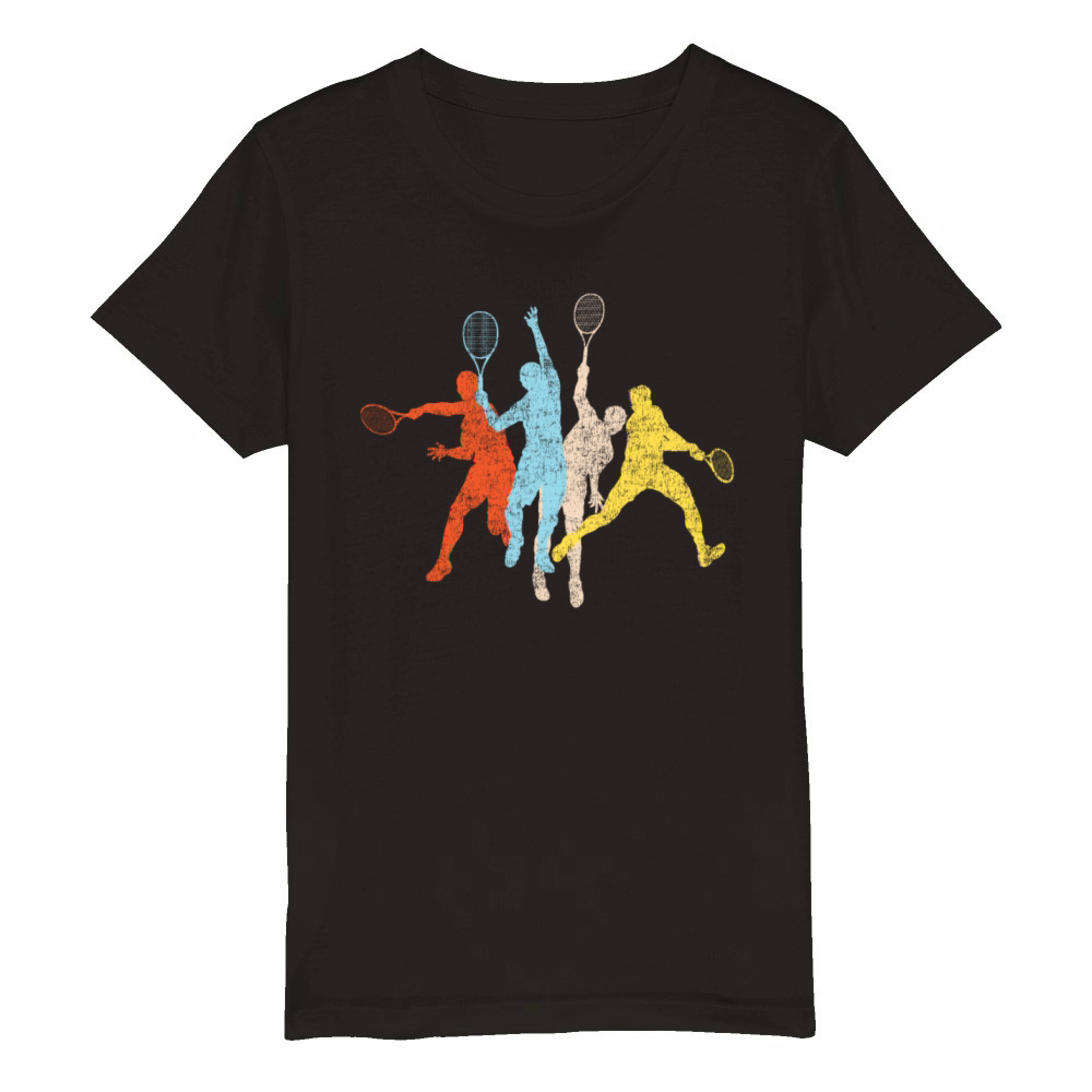 Funny Tennis Player Racket Retro Organic Kids Crewneck T-shirt