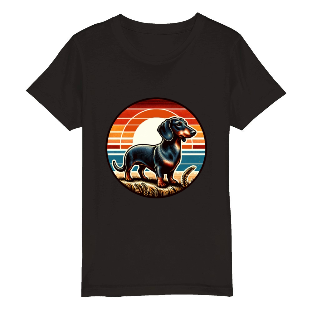 Vintage Dachshund Dog Owner Retro Organic Kids Crewneck T-shirt