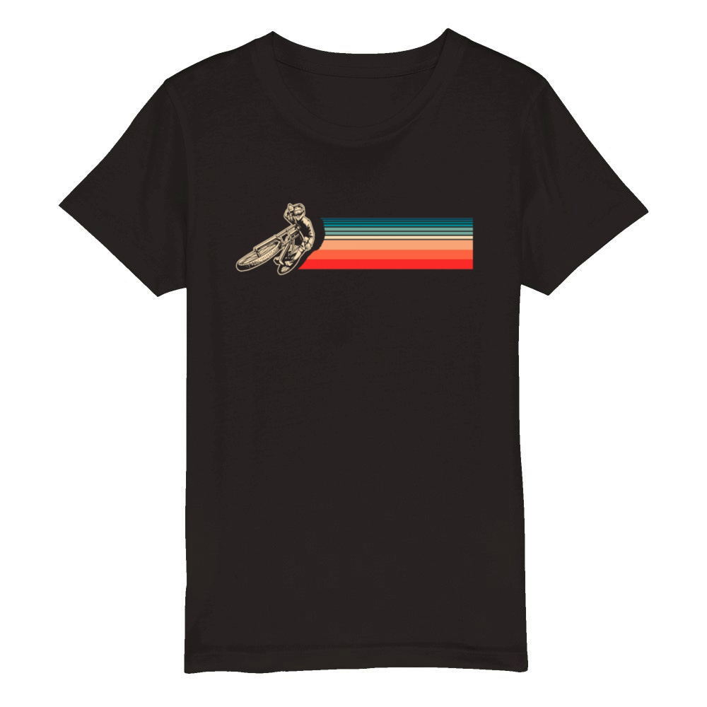 Vintage Motorcyclist With Retro Stripes Organic Kids Crewneck T-shirt