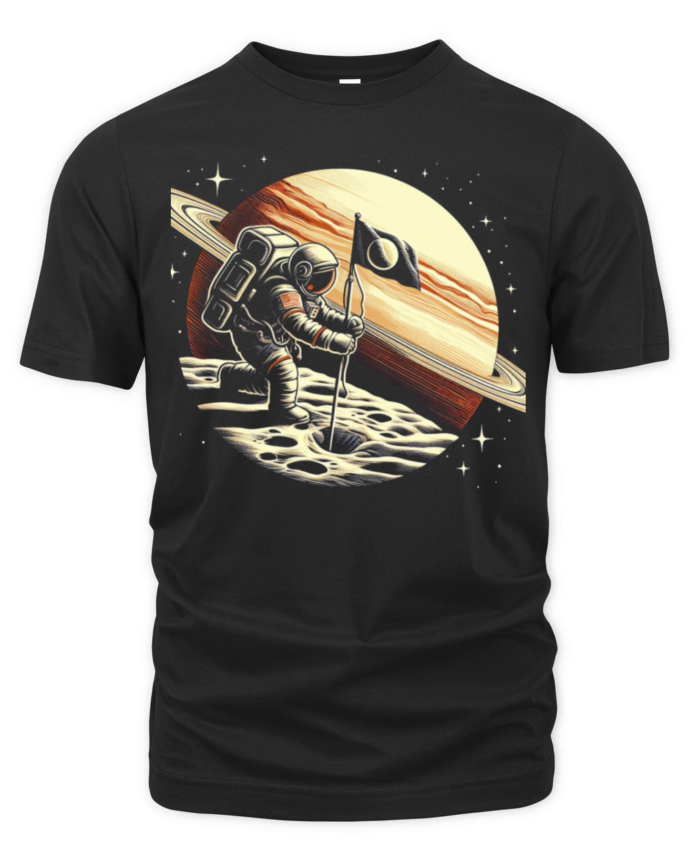 Retro Astronaut on Planet Space Adventure 4 Organic Unisex T-shirt
