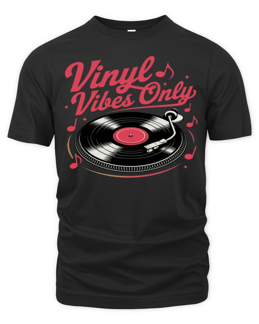 Vinyl Vibes Only - Retro Record Player Design Organic Unisex T-shirt