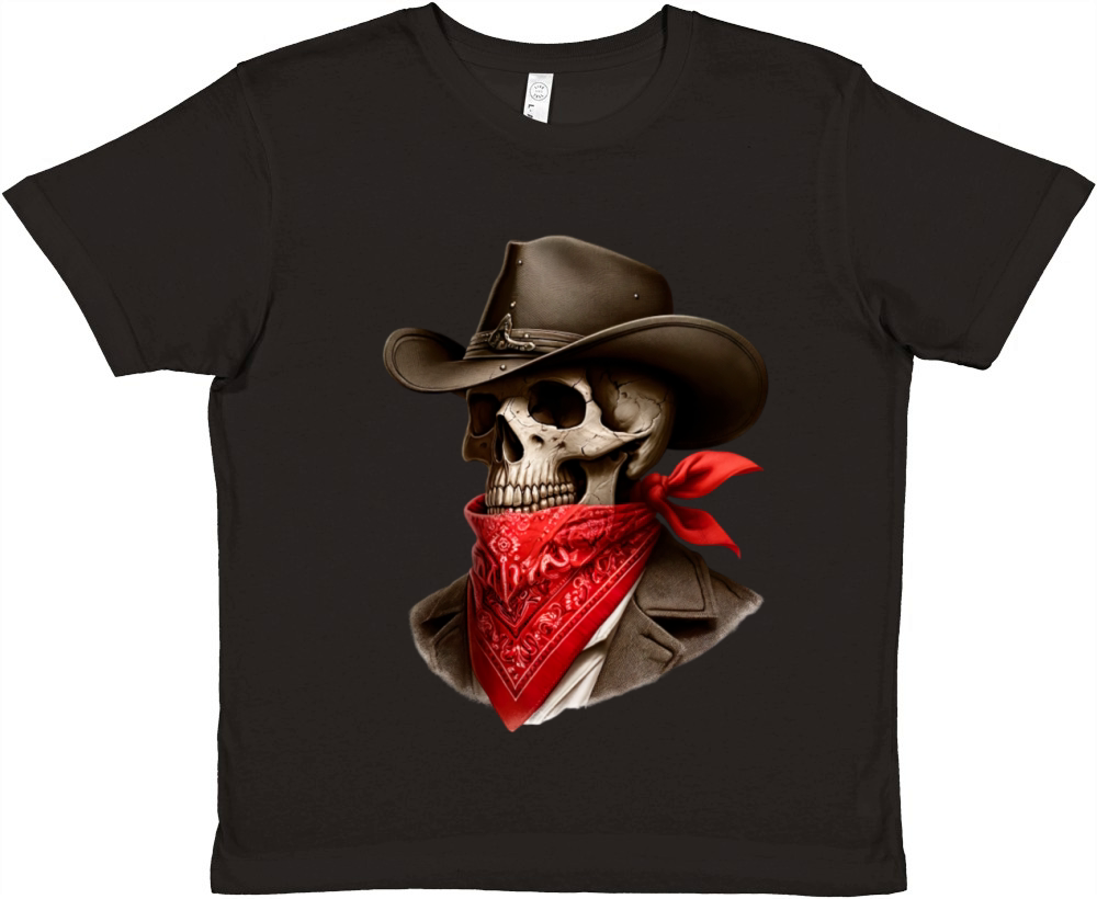Cowboy Skeleton Skull Bandit Premium Kids Crewneck T-shirt