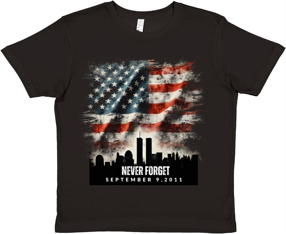 Never Forget September 11 2001 Memorial Day Flag Premium Kids Crewneck T-shirt