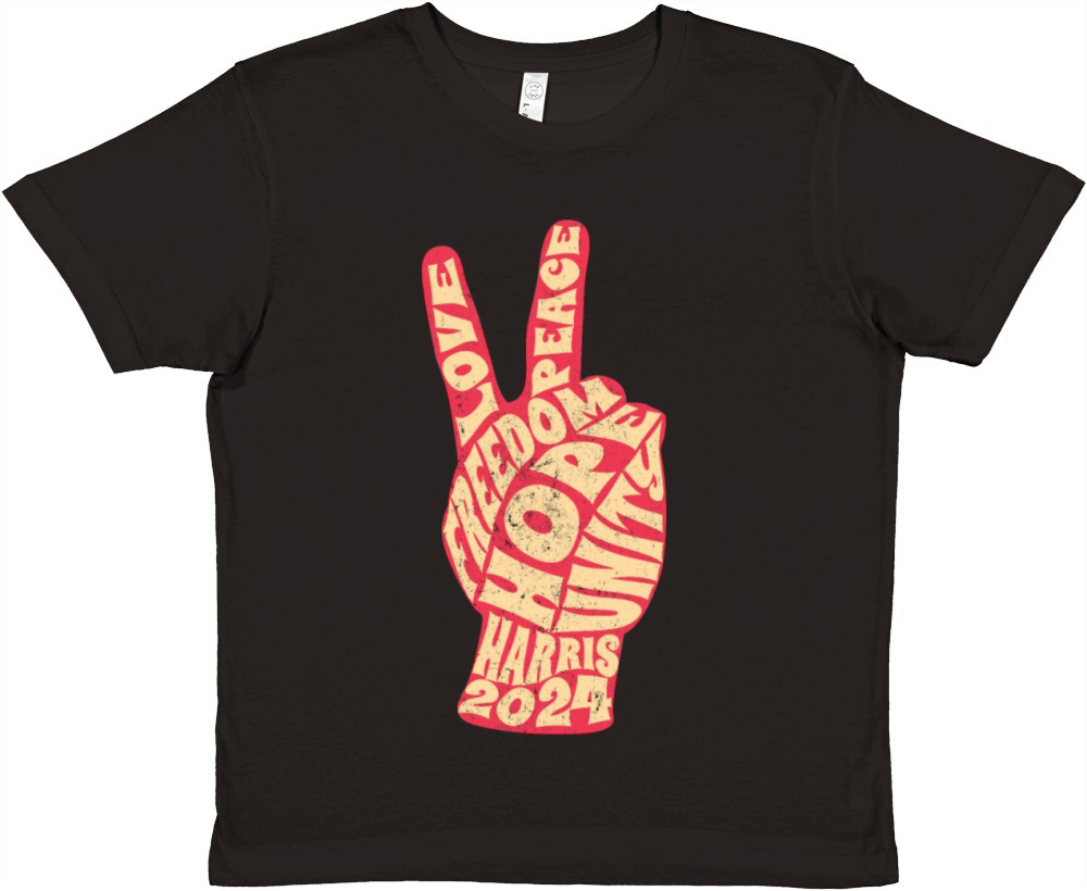 Vintage Kamala Harris 2024 President Peace Sign Premium Kids Crewneck T-shirt