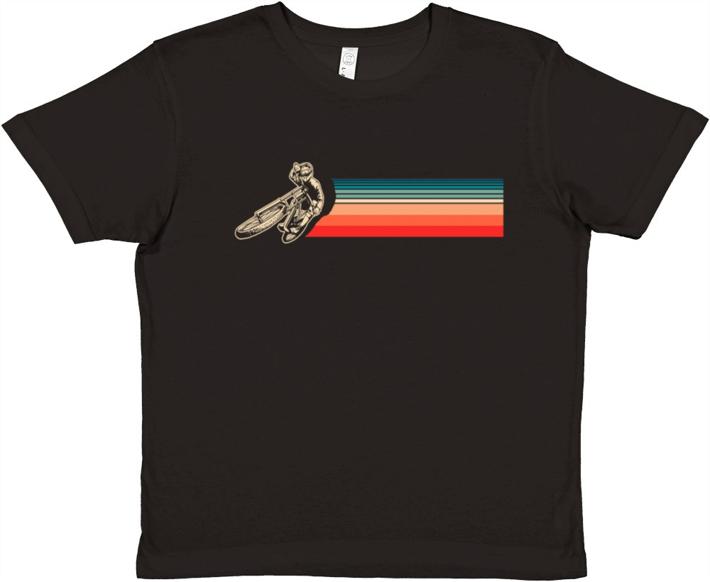 Vintage Motorcyclist With Retro Stripes Premium Kids Crewneck T-shirt