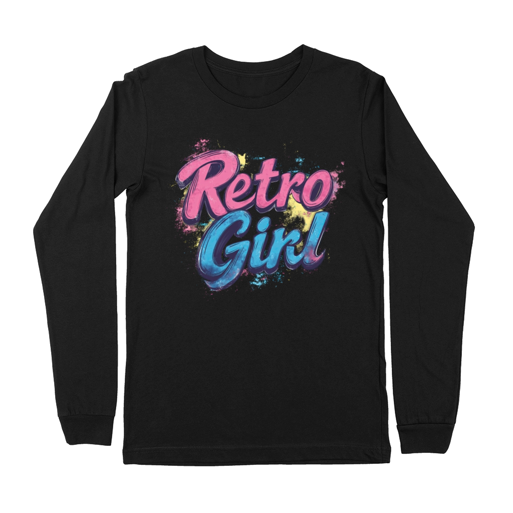 Retro Girl - Pink and Blue Classic Premium Long Sleeve