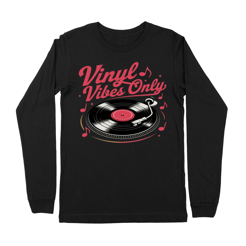 Vinyl Vibes Only - Retro Record Player Design Premium Long Sleeve