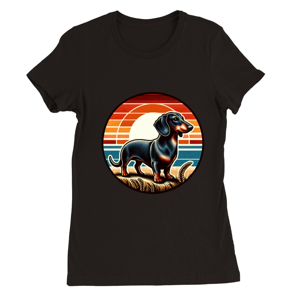 Vintage Dachshund Dog Owner Retro Premium Womens Crewneck T-shirt