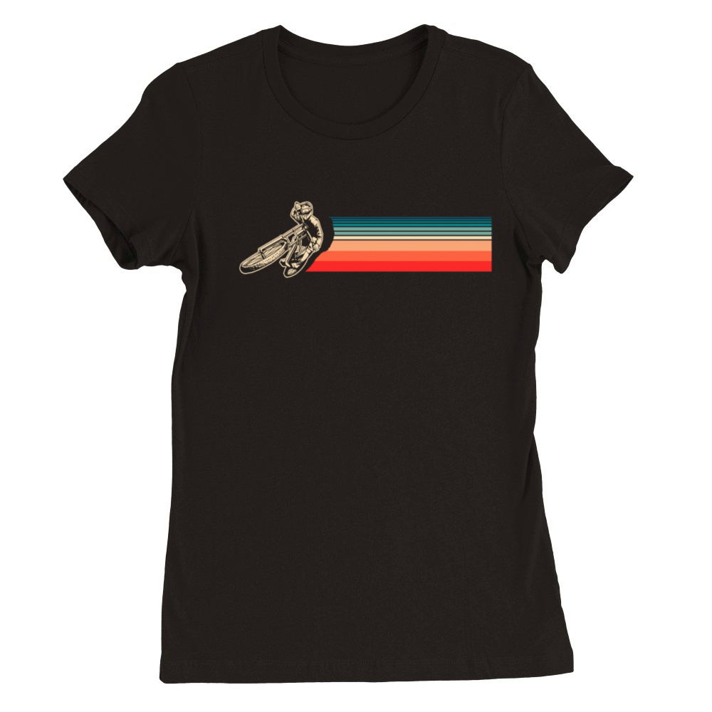 Vintage Motorcyclist With Retro Stripes Premium Womens Crewneck T-shirt