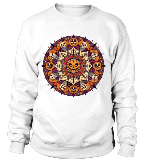 Halloween Mandalas with skull ghost pumpkin Sweatshirt Unisex