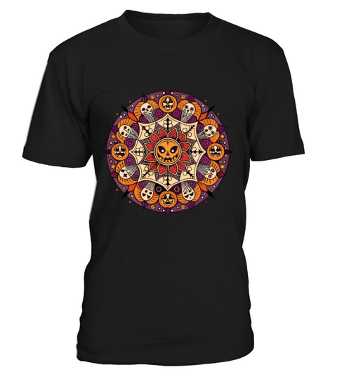 Halloween Mandalas with skull ghost pumpkin T-Shirt Unisex