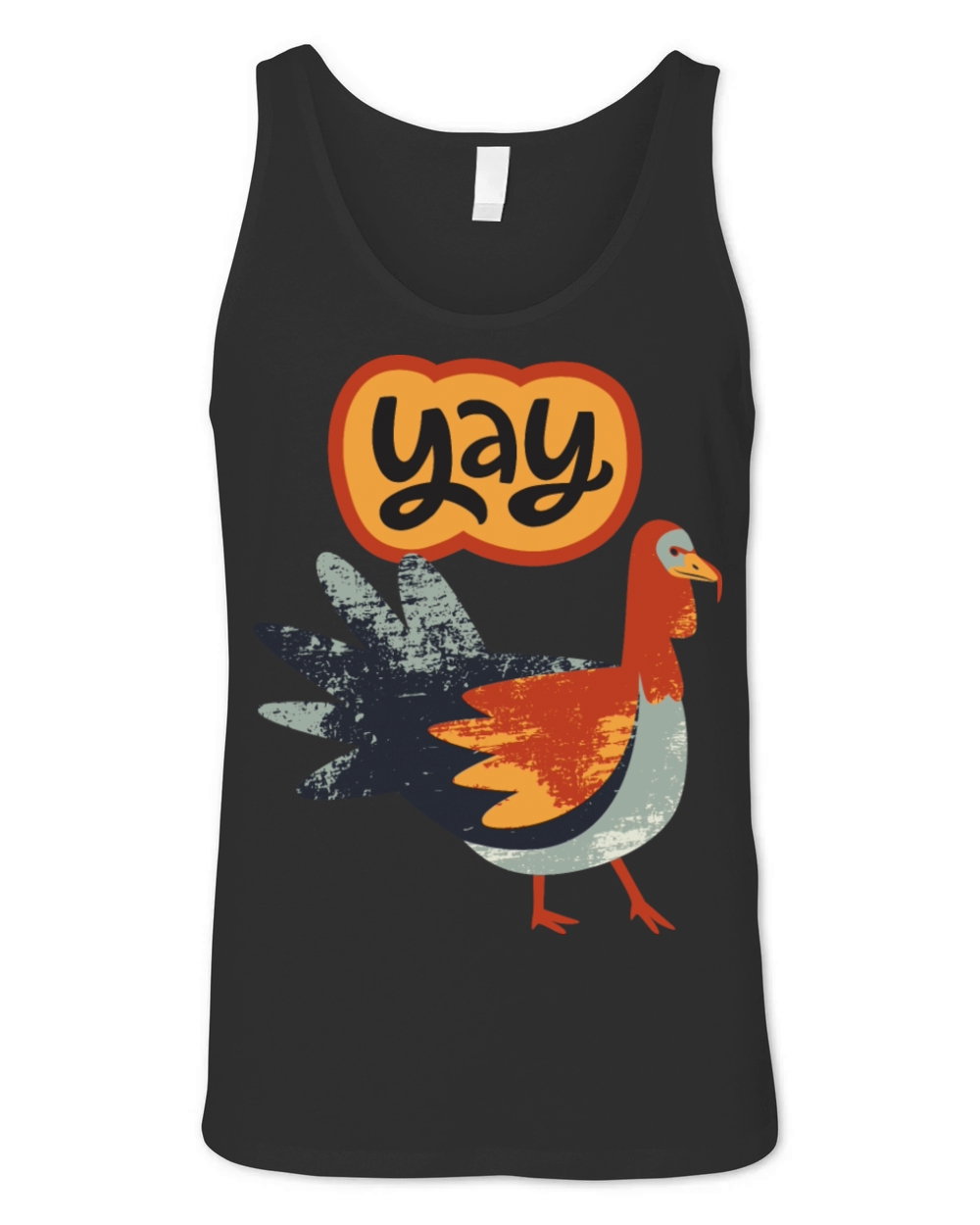 Yay Funny Turkey Illustration Print Unisex Jersey Tank