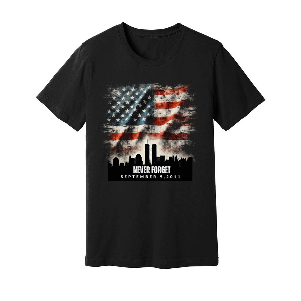 Never Forget September 11 2001 Memorial Day Flag Unisex Jersey Tee