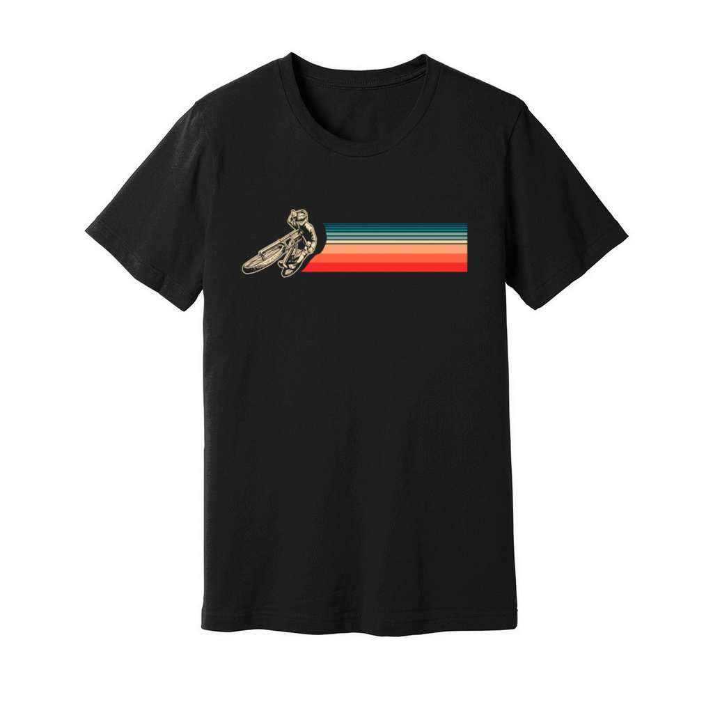 Vintage Motorcyclist With Retro Stripes Unisex Jersey Tee