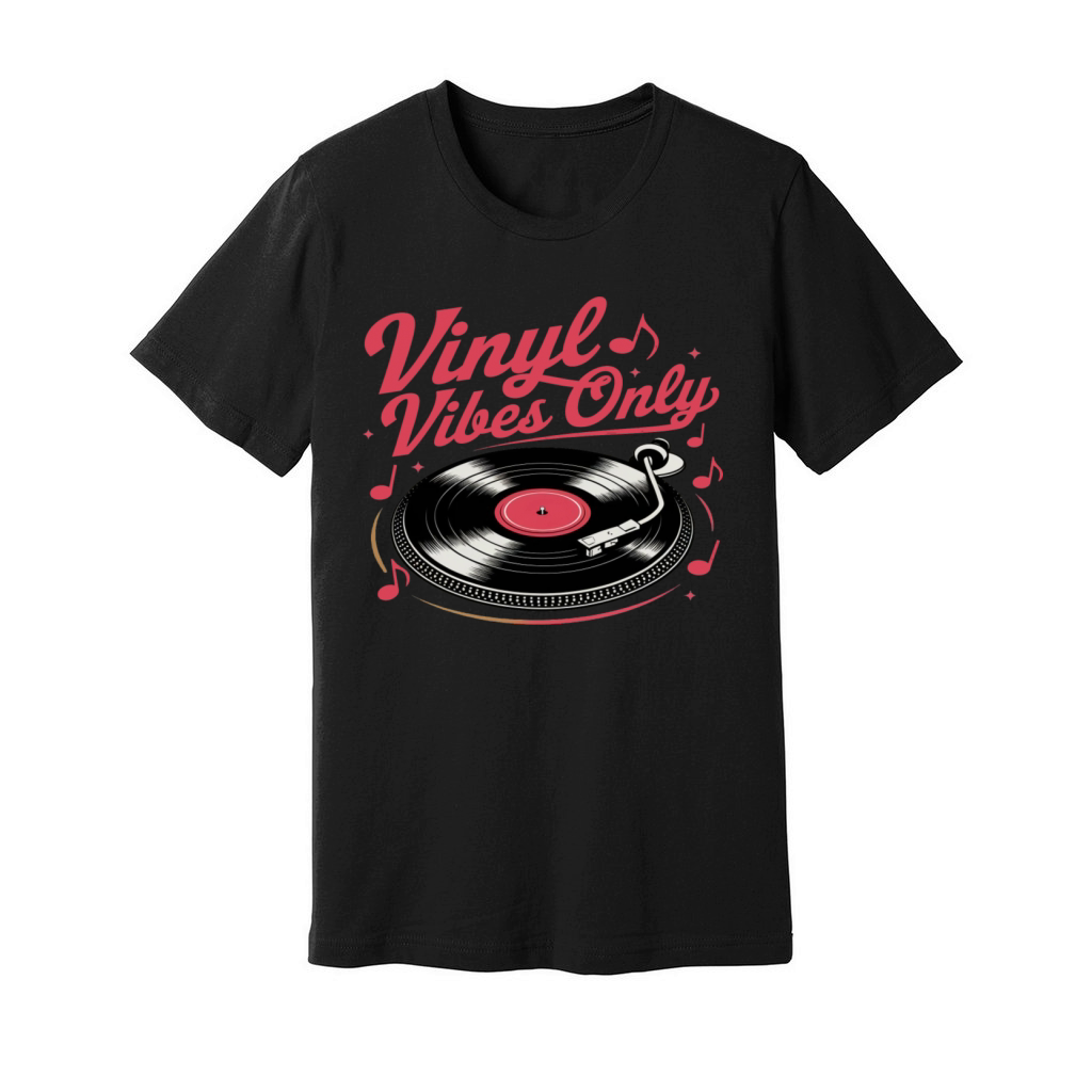 Vinyl Vibes Only - Retro Record Player Design Unisex Jersey Tee
