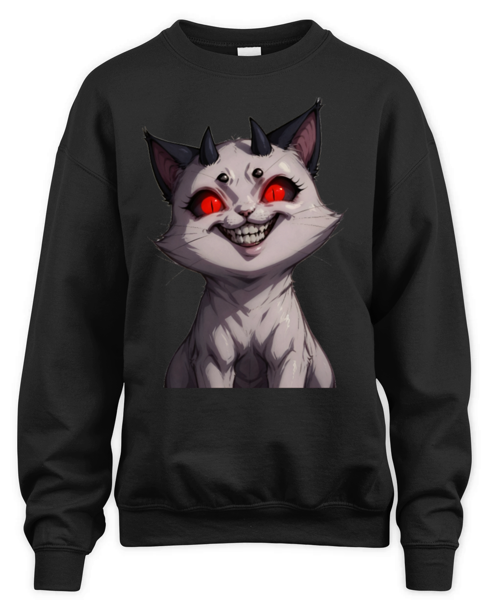 Evil Little Demon Cat Funny Design Unisex Premium Crewneck Sweatshirt