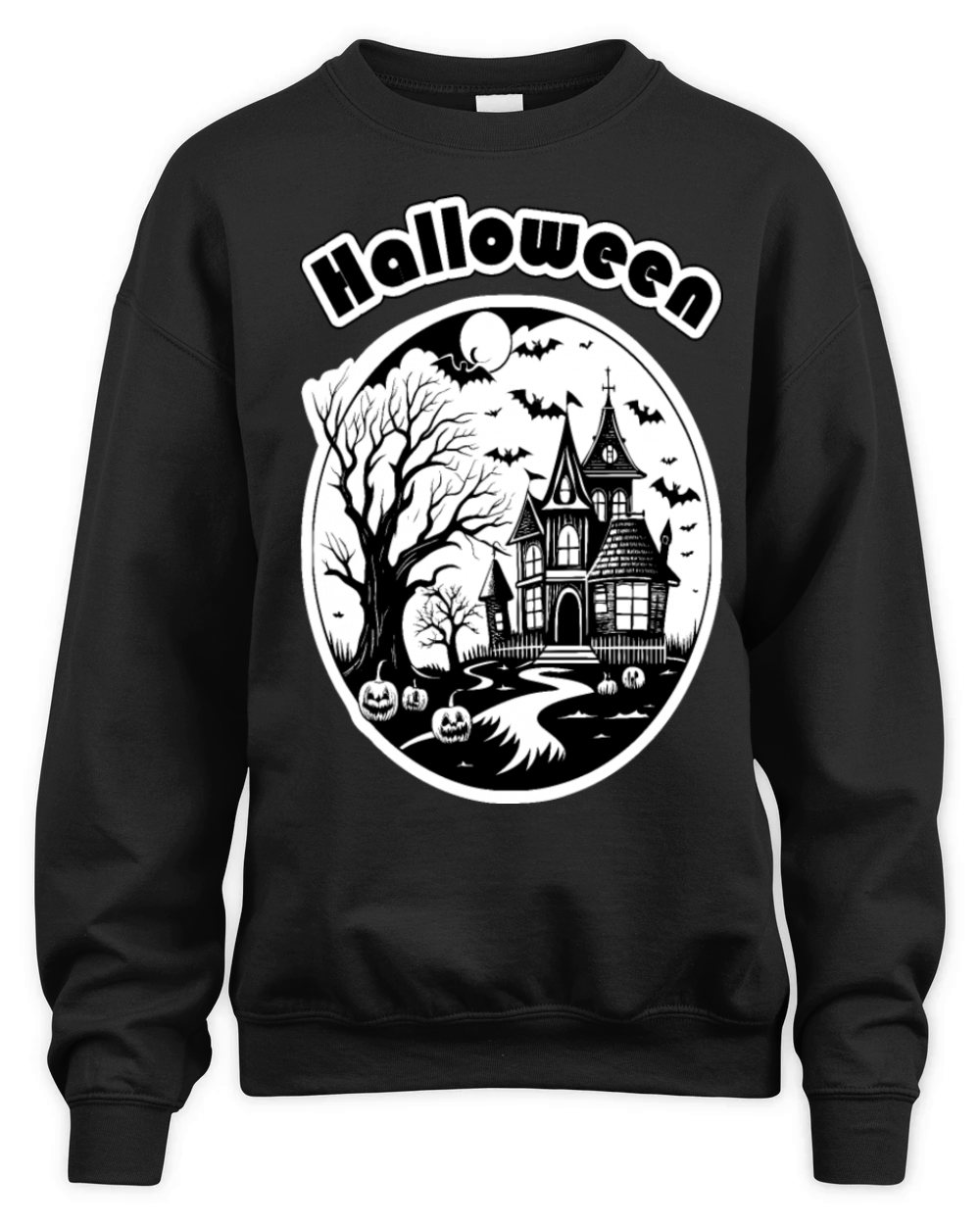 Spooky Haunted Mansion Halloween Design Unisex Premium Crewneck Sweatshirt