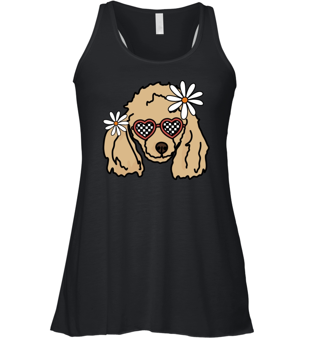 Poodle Brown retro Dog Women's Flowy Tank Top