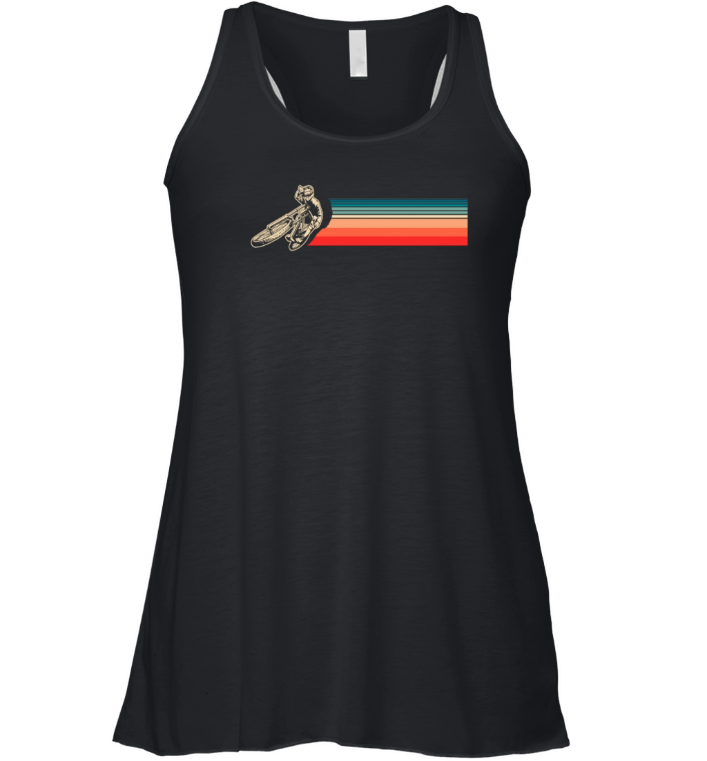 Vintage Motorcyclist With Retro Stripes Women's Flowy Tank Top