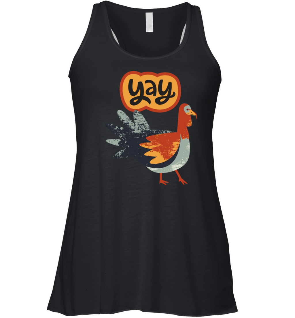 Yay Funny Turkey Illustration Print Women's Flowy Tank Top