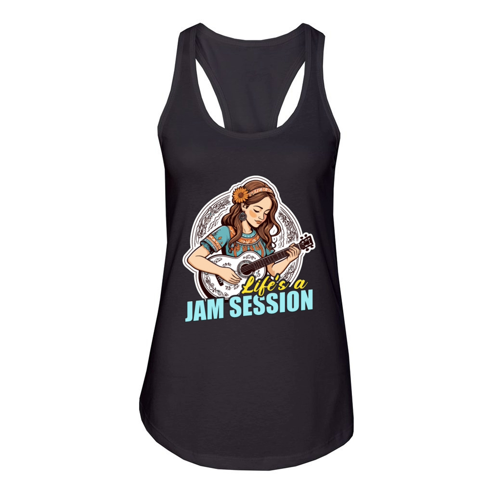 Folk Music Lifes A Jam Session Music Enthusiast Women's Racerback Tank