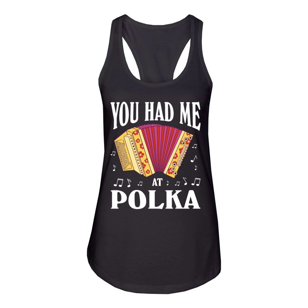 Funny Polka Dance Design for a Polka Muscian Women's Racerback Tank