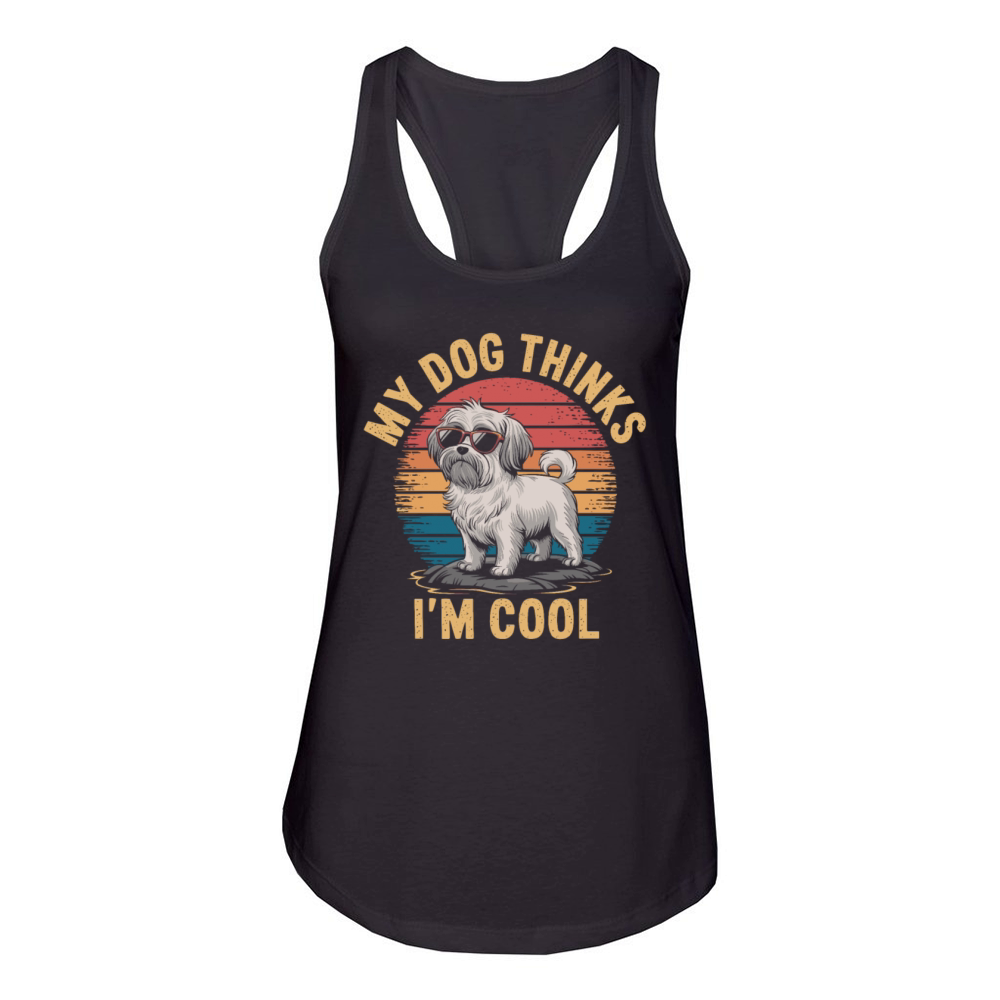 Maltese Dog My Dog Thinks Im Cool Women's Racerback Tank