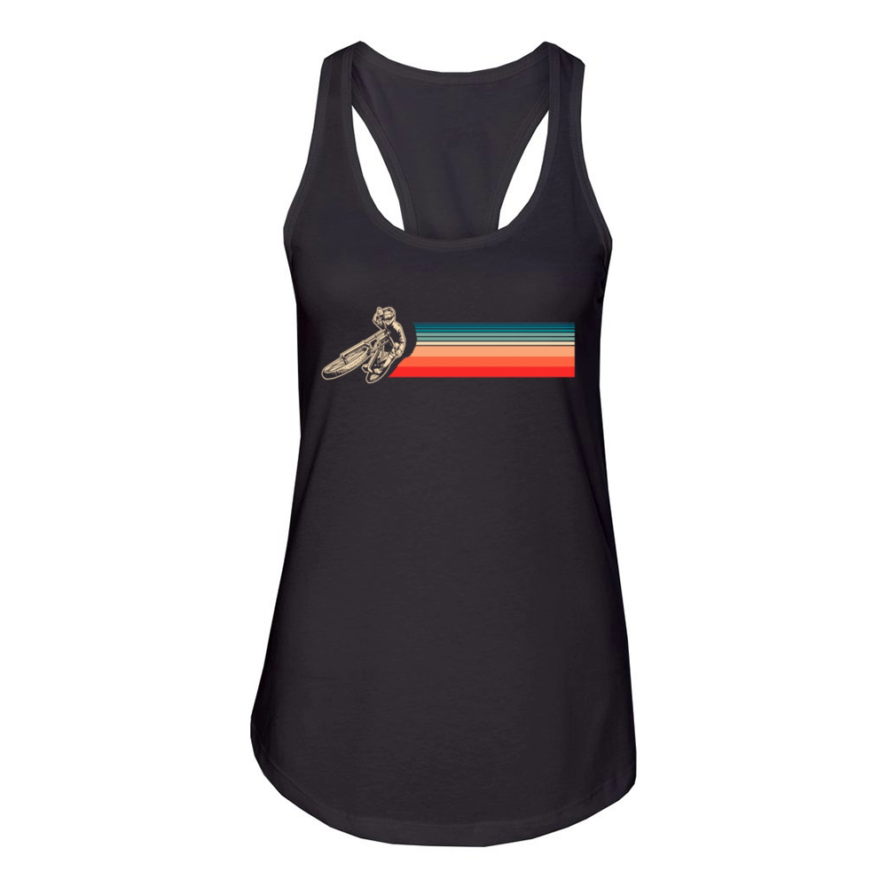 Vintage Motorcyclist With Retro Stripes Women's Racerback Tank