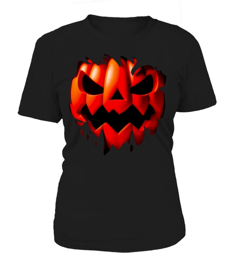 3D Halloween Pumpkin Ripping through design Women's T-Shirt