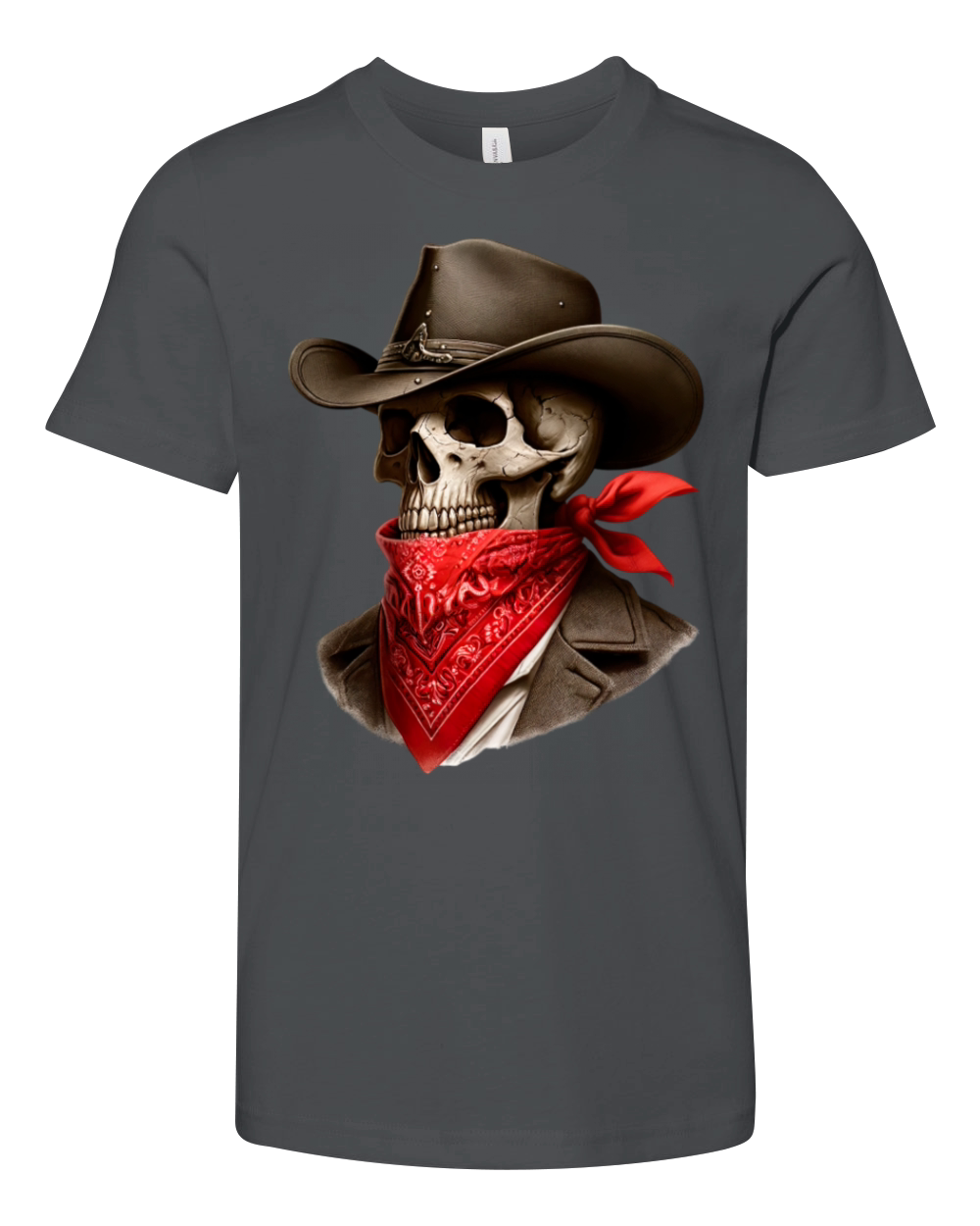 Cowboy Skeleton Skull Bandit Youth Unisex Jersey Tee