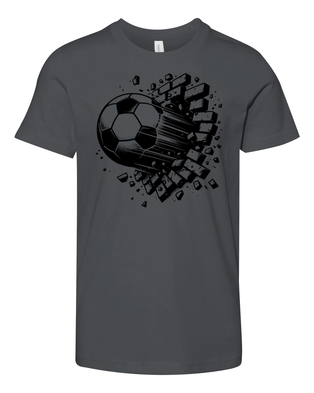 Firecracker Soccer Shot Breaks Through Brick Wall Youth Unisex Jersey Tee