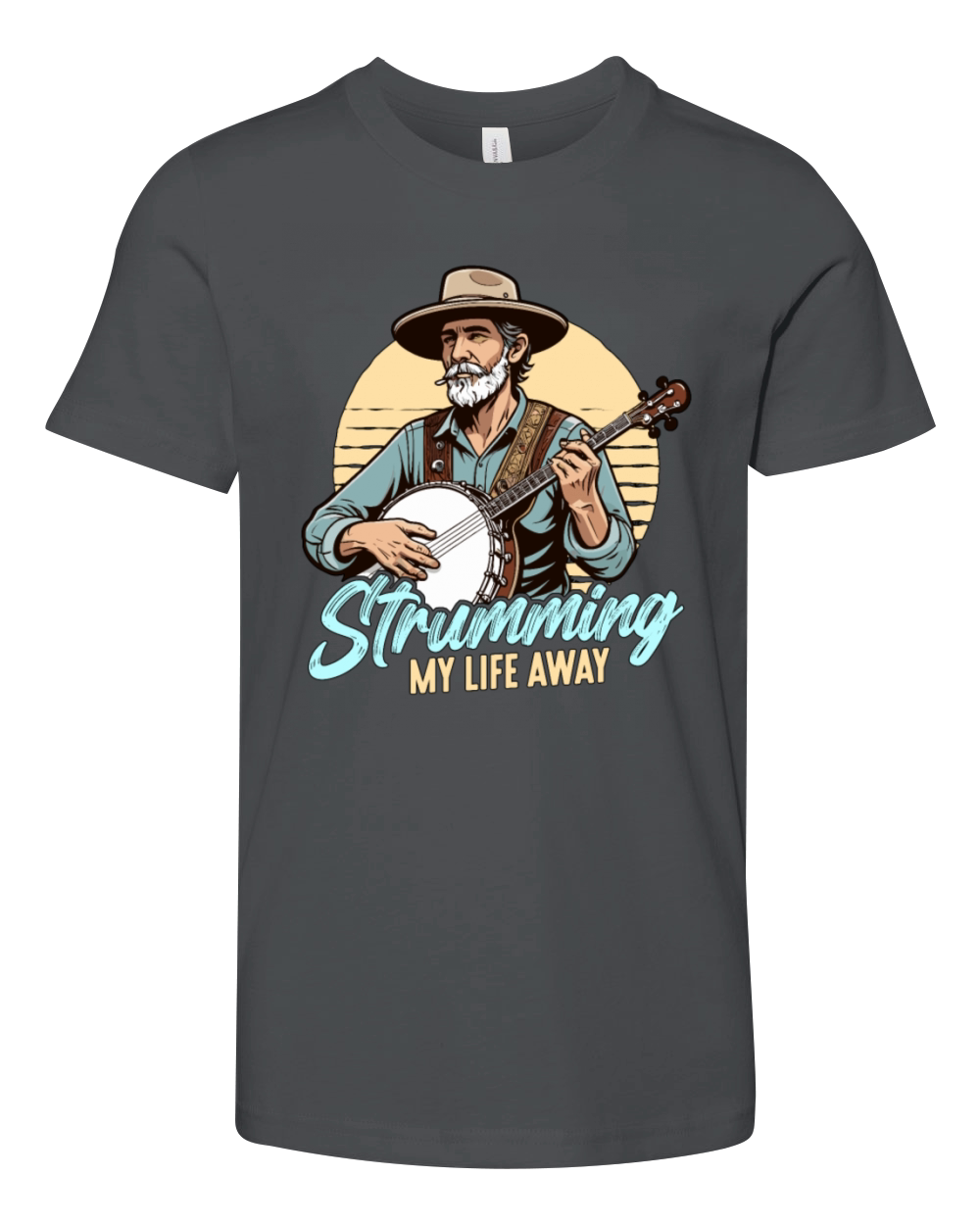 Folk Music Strumming My Life Away Bluegrass Band Youth Unisex Jersey Tee