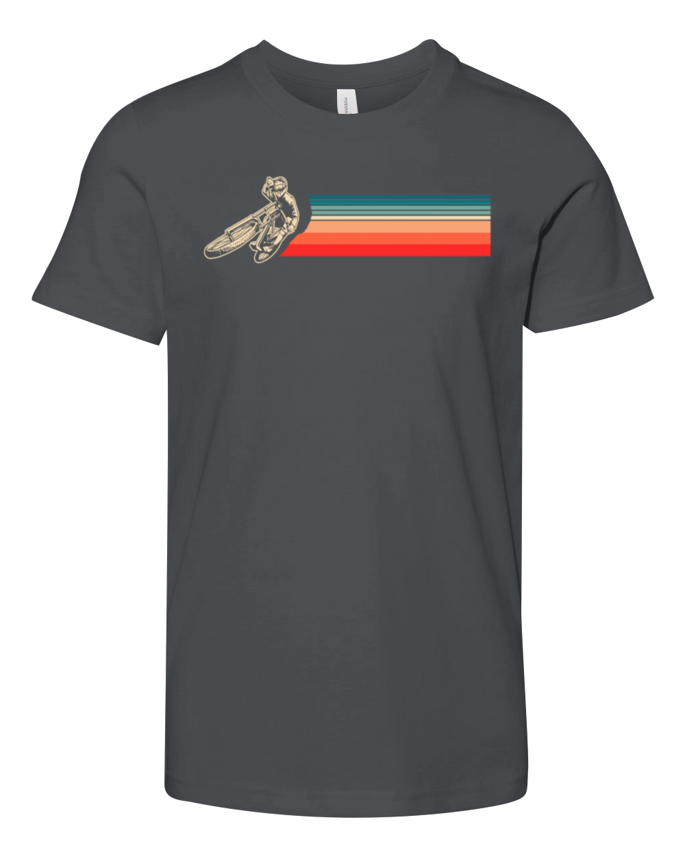 Vintage Motorcyclist With Retro Stripes Youth Unisex Jersey Tee