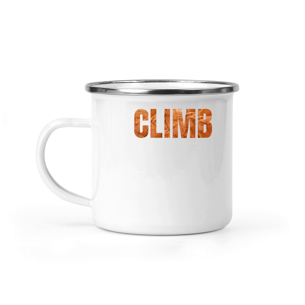 Climb lettering climbing bouldering sandstone dark Camping Mug
