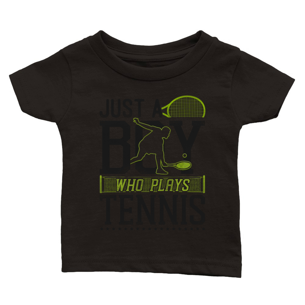 Funny Tennis Player Racket Boy Classic Baby Crewneck T-shirt