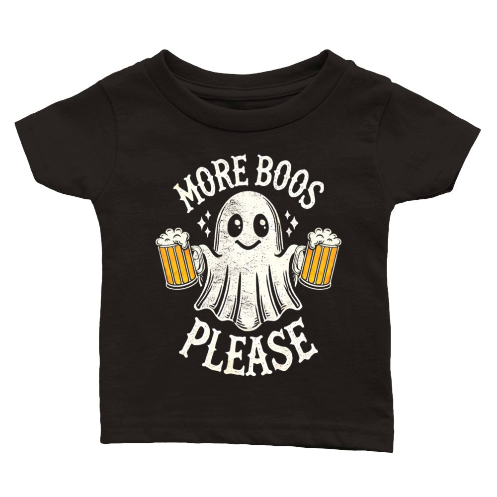 More Boos Please Vintage Cute Ghost Halloween Classic Baby Crewneck T-shirt