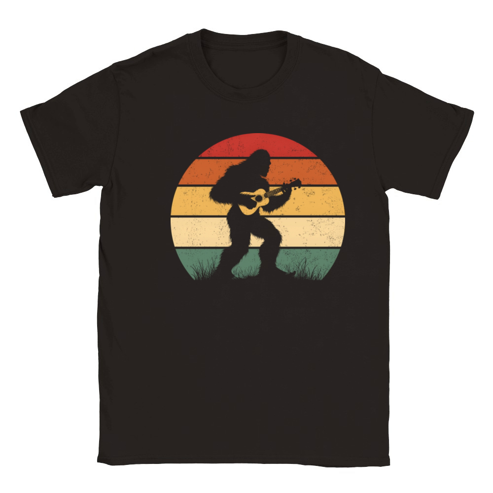 Bigfoot Sasquatch Playing Ukulele Vintage Classic Kids Crewneck T-shirt