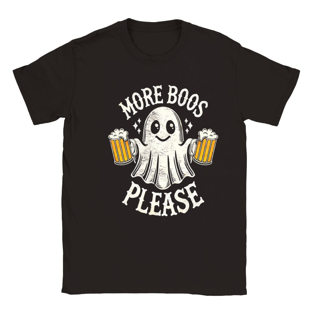 More Boos Please Vintage Cute Ghost Halloween Classic Kids Crewneck T-shirt