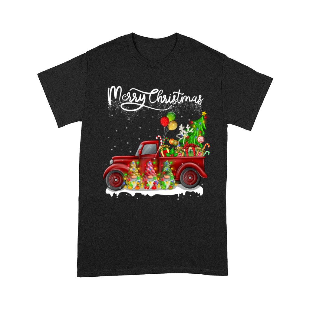 Merry Christmas Vintage Red Truck Gnomes Comfort T-shirt