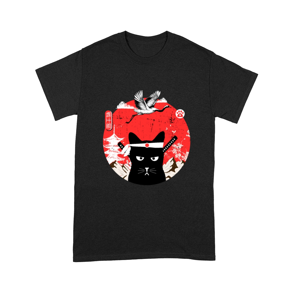 Vintage Japanese black Cat Art Comfort T-shirt