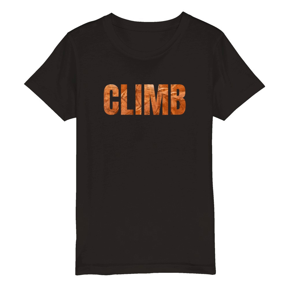 Climb lettering climbing bouldering sandstone dark Organic Kids Crewneck T-shirt