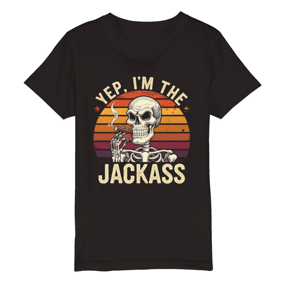 Yep I m The Jackass Vintage Halloween Skeleton Organic Kids Crewneck T-shirt
