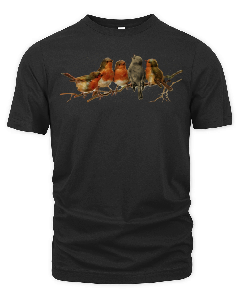 European Robins on a Branch Vintage Bird Organic Unisex T-shirt