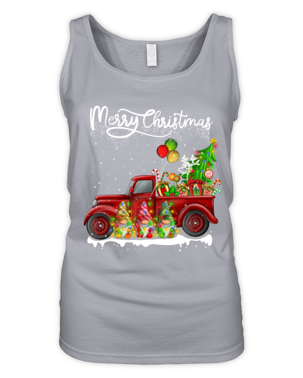Merry Christmas Vintage Red Truck Gnomes Organic Women's Tank Top